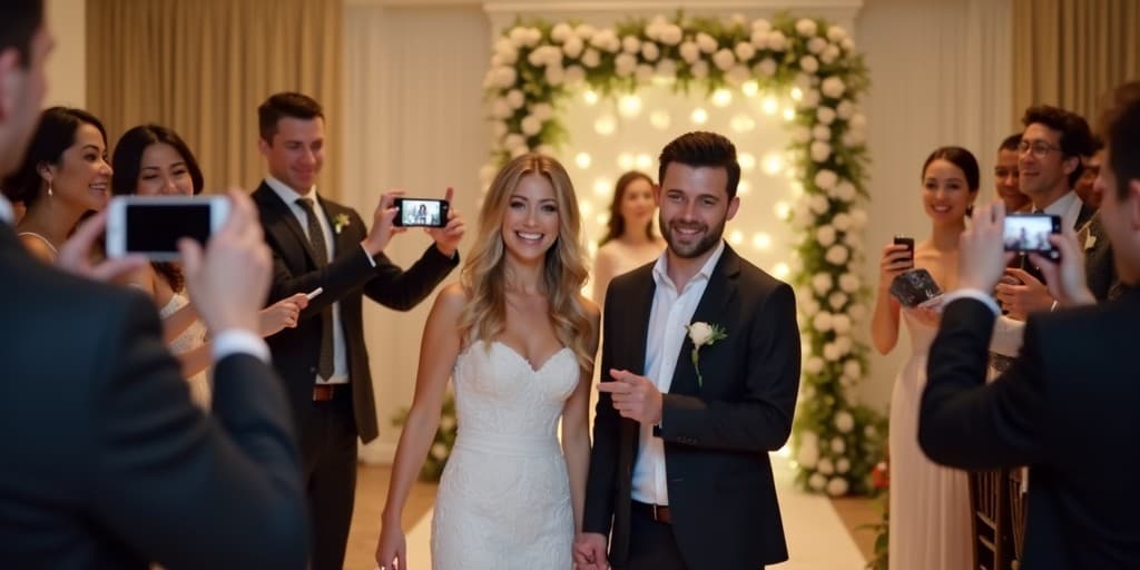 Invités prenant des photos lors d'un mariage