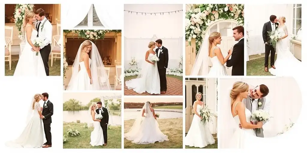 Collage de photos de mariage illustrant une palette de couleurs