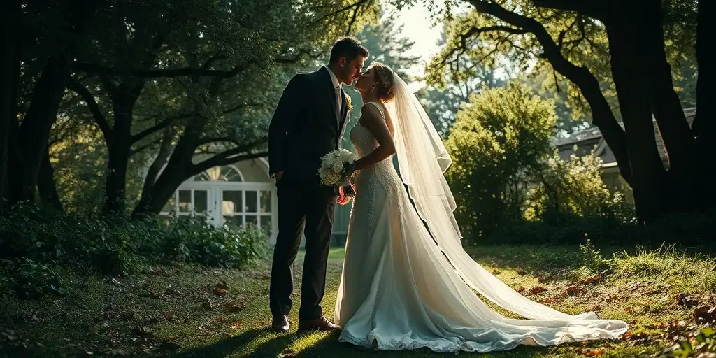 Photo de mariage prise sous un angle inhabituel et artistique